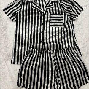 Black and White Striped Pajama Set